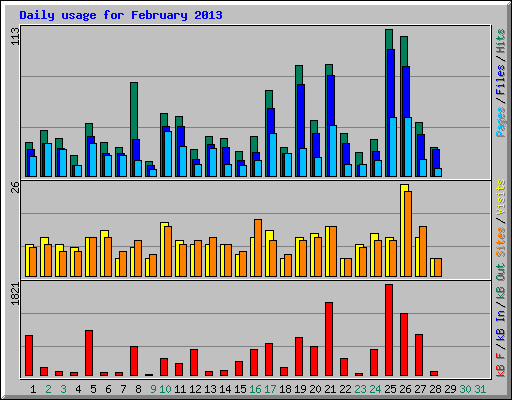 Daily usage for February 2013