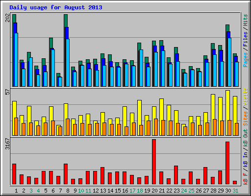 Daily usage for August 2013