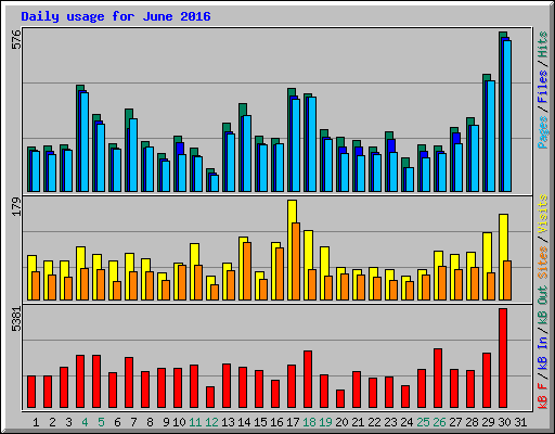 Daily usage for June 2016