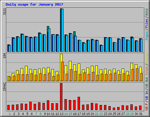 Daily usage for January 2017