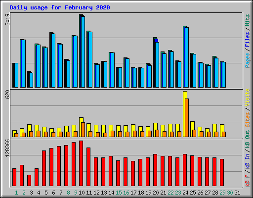 Daily usage for February 2020