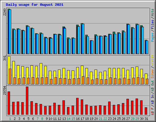 Daily usage for August 2021