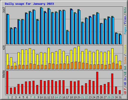Daily usage for January 2023