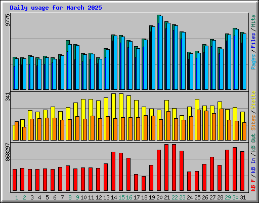 Daily usage for March 2025