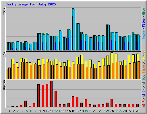 Daily usage for July 2025