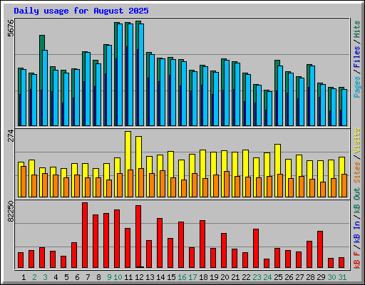 Daily usage for August 2025