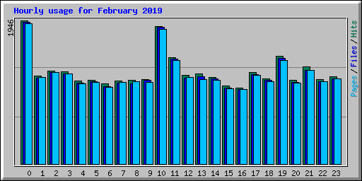 Hourly usage for February 2019