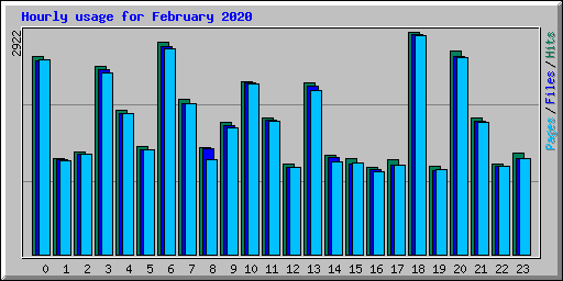 Hourly usage for February 2020