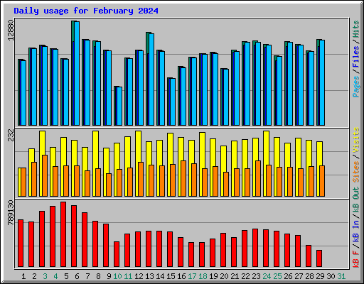 Daily usage for February 2024