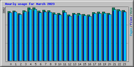 Hourly usage for March 2023
